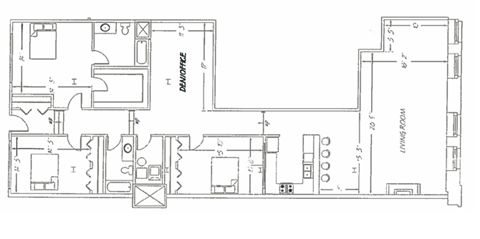 Floor plan for 3 beds, 2 baths, 2020 sqft